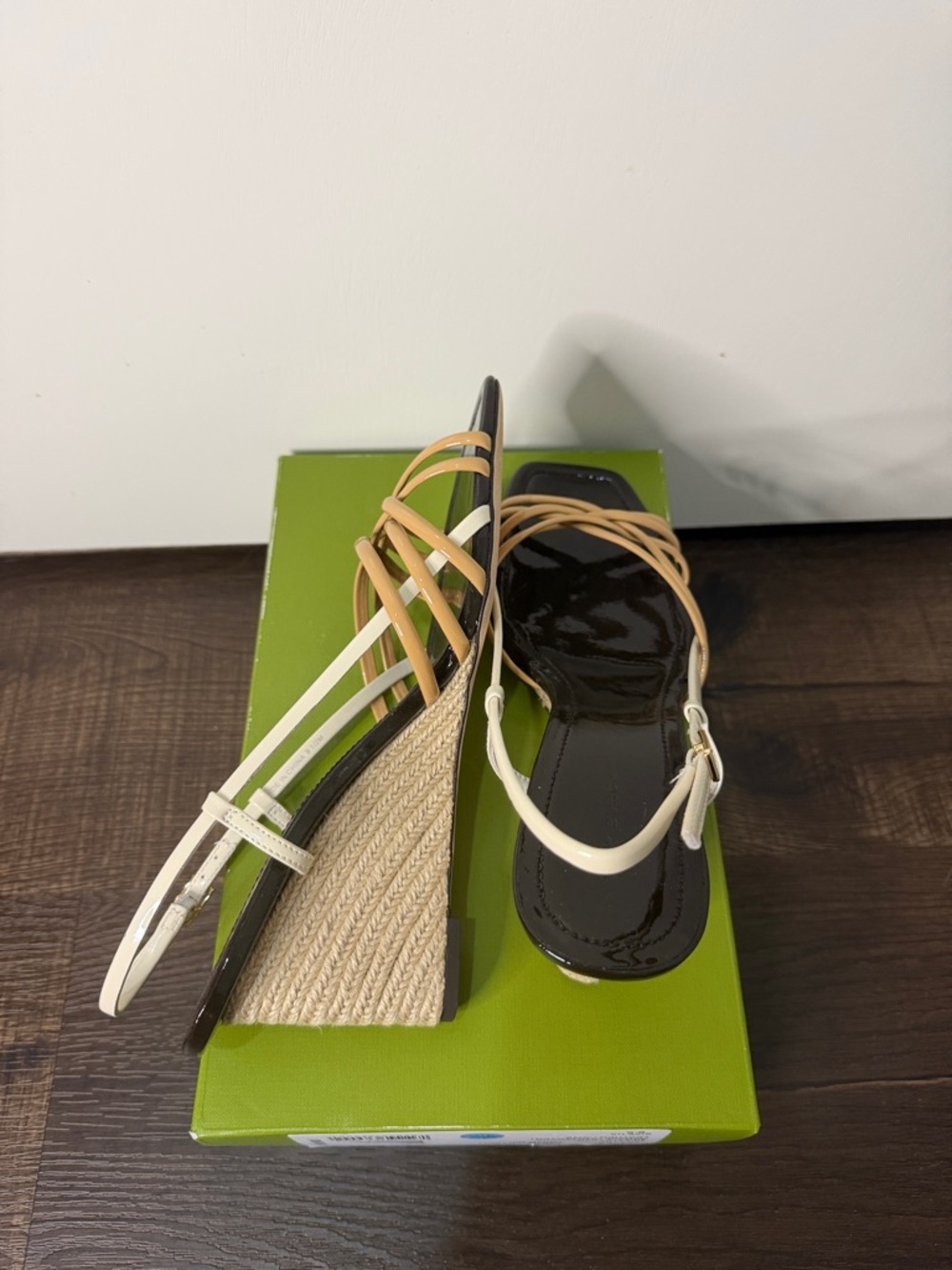Tory Burch wedge espadrille with Tan Crisscross Straps and Cream Ankle - Picture 6 of 8